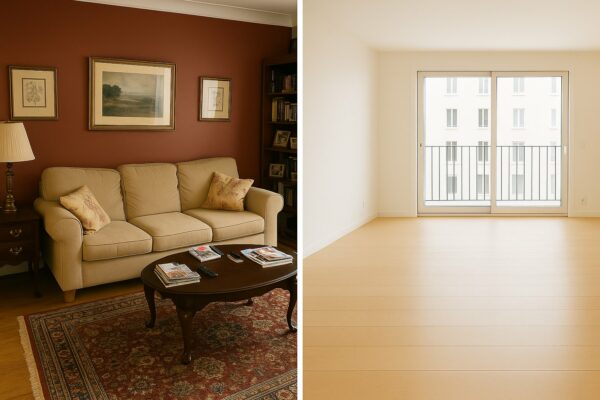 Comparativa entre piso sin preparar y piso listo para alquilar, ideal para pisos de 4 habitaciones y 2 baños